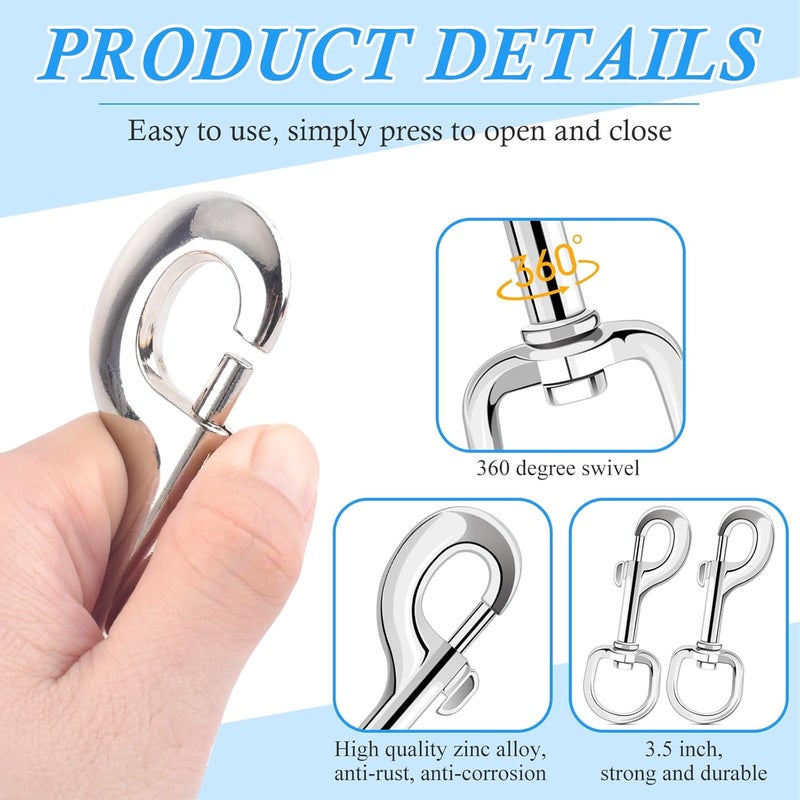ERKOON 3.5 Inch Swivel Eye Bolt Snap Hooks 154Lbs Load Capacity Zinc Alloy Single Ended Flag Clips Heavy Duty Trigger Bolt Hooks - Image 4